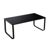 Black Glass Coffee Table Top Metal Legs End Side Table Living Room Rectangle