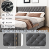 Winged Bed 4ft6 Double Upholstered Bed Frame with Button Tufted Headboard Grey