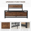 Rustic Style Double Bed Frame with Headboard & Footboard and Underbed Storage Sp