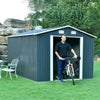 Black Outdoor Lockable Metal Garden Shed Roof Tool Storage Box Room 12x10ft