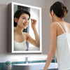 Large Illuminated LED Bathroom Mirror Cabinet Demister Sleek Aluminum Frame Unit