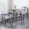Grey Table + 2 Chairs Set Bistro Set Metal Frame Breakfast Kitchen 2-Tier Table