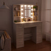 Large Dressing Table Vanity Makeup Desk With LED Light Mirror + Stool + Drawers