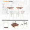 2X Swivel Height Bar Stools Solid Rubber Wood Dining Chairs w/ Footrest Backrest