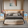 Nightstand White RGB Cabinet LED Modern Bedside Drawers Matte Table UK Socket