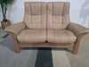 Stressless Windsor Paloma Sand Leather & Oak 2 Seater High Back Sofa RRP £3689