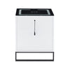 LED Wireless Charging Bedside Table 2 Drawer Nightstand White Metal Legs Modern