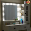 Dressing Table with LED Mirror Modern Makeup Desk Vanity Table + Glass Cabinet