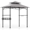 242 x 153 cm Outdoor Grill Gazebo Double Tiered BBQ Canopy Tent-Grey
