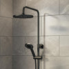 Bathroom Mixer Shower Thermostatic Dual Head Round Rainfall Handset Matte Black