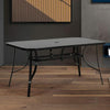 Black Tempered Glass Dining Table Garden Patio Bistro Cafe Table W/ Parasol Hole