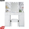 Large Dressing Table Vanity Makeup Desk With 3 Color Modes LED Light Mirror