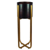 Metal Planter Stand Gold Iridescent Rainbow Plant Pot 62cm x 18cm Leaf Design UK