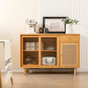 Kitchen Buffet Sideboard Storage Cabinet Cupboard w/ Tempered Glass Sliding Door