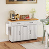 Mobile Kitchen Cart Kitchen Island w/Trash Bag Storage-White