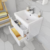 Bathroom Cabinet Vanity Unit Sink Basin Storage Ceramic Wall Hung 600 White