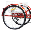 24inch Adult Tricycle 6-Speed Tricycle 3-Wheel Bike With Shopping Basket 110cm