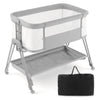 Baby Bedside Sleeper Easy Folding Portable Baby Crib Newborn Bassinet w/Storage