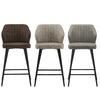 Set of 2 Bar Stools Faux Leather Back Upholstered Metal Legs Barstool Pub Chair