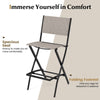 Set of 2 Outdoor Bar Chair Folding Bar Height Stool with Metal Frame & Footrest
