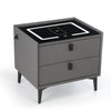 LED Bedside Table 2 Drawers Cabinet Charging Station Nightstand Storage Grey