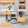 Folding Drop Leaf Dining Table for Small Spaces with Drawers Storage Cupboard