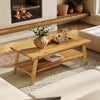 Solid Wood Coffee Table, 47-Inch Rustic Rectangle Center Table for Living Room