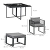 9PC Garden Dining Cube Set Aluminium Dining Table Armchairs Footstools Cushion