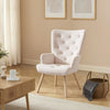 Modern Single Sofa Chair - Beige Solid Wood Leisure Chair High Back Armchair NEW