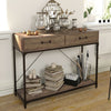 Console Side End Table W/2 Drawer Shelf Hallway Wooden Furniture 2-Tire Storage