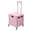 FOLDING SHOPPING CART PLASTIC CRATE TROLLEY STORAGE BOX WHEELS BOOT WITH LID 45L