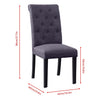 2x Button Tufted High Back Dining Chairs Fabric Upholstered Room Kitchen Grey