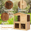 Wood Rabbit Hutch Double Decker Guinea Pig Ferret Cage with Ramp Waterproof Roof