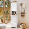 Bathroom Tall Cabinet Slim Storage Unit Tilt Out Laundry Hamper Floor White