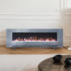 50 60 72"Electric Standing LED Fireplace TouchScreen Wall Inset Black/Grey Glass