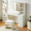 Dressing Table With Sliding LED Mirror Hidden Storage& Stool 3 Drawers Shelves