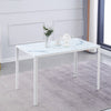 4x White Faux Leather Dining Chairs & White Marble Glass Dining Table Dining Set