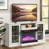 Living Room 150cm White TV Stand with Electric Fireplace 3 Color fire LED Flame