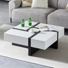 4 Drawers Coffee Table Storage Square Living Room Lounge MDF 90*90CM Black+White