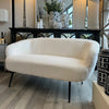 2 Seater White Teddy Sofas Loveseat Settee Black Metal Legs Living Room Bedroom