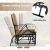 Garden Patio Rocking Chair Metal Frame Outdoor Smooth Glider w/Cushion Brown