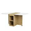 Drop Leaf Table & Stools Foldable Dining Set with Storage, 120x80cm, Oak+White