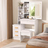 Large Dressing Table With Drawers Mirror Stool Set Makeup Desk Vanity White NEW