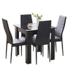 Small Space Dining Set 5Pcs Square Dining Table+ 4 Dining Chair Set Black Wooden
