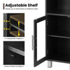 Bathroom Tall Cabinet Slim Freestanding Storage Organizer Cupboard 2 Glass Doors