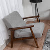 Vintage Upholstered Fabric Armchair with Button Lounge Chair Solid Wooden Frame
