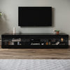 High Gloss 180cm Black LED TV Stand Cabinet Unit Stroage Glass Shelves Sideboard