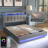 King Size Bed Frame Metal Bed Platform LED Lights Headboard & Bottom Hzilkxdtkce