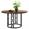 120cm Round Dining Table for 4-6 People,Rustic Coffee Table Circle Kitchen Table