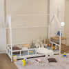 Kids Toddler Bed White Wooden Treehouse Low Childs Roof Canopy Bed Frame Sleeper